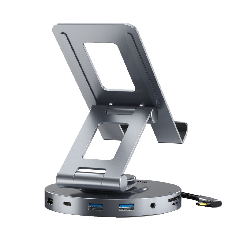 GOTEK Swivel Tablet Stand With Extension Hub - REGOTECH
