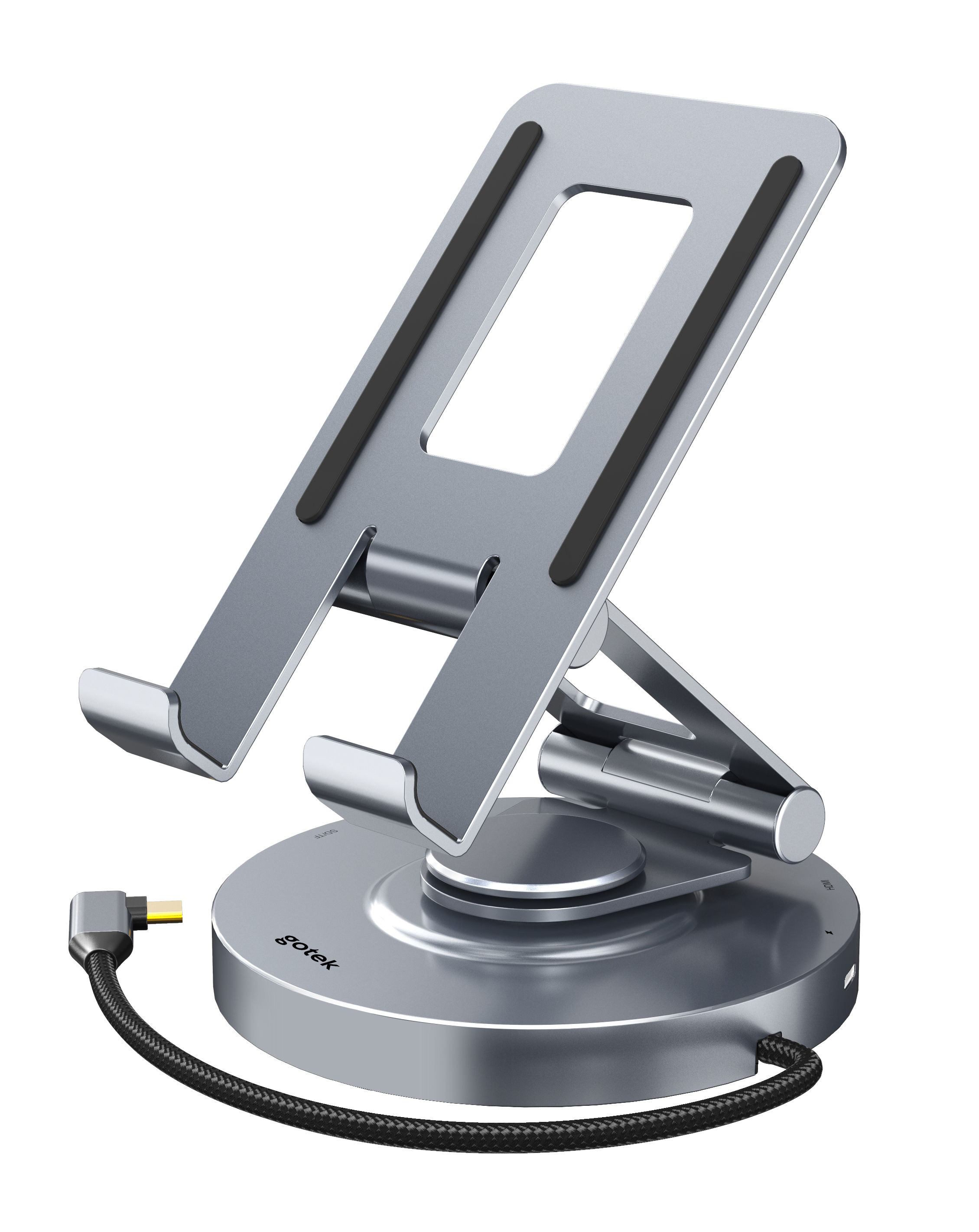 GOTEK Swivel Tablet Stand With Extension Hub